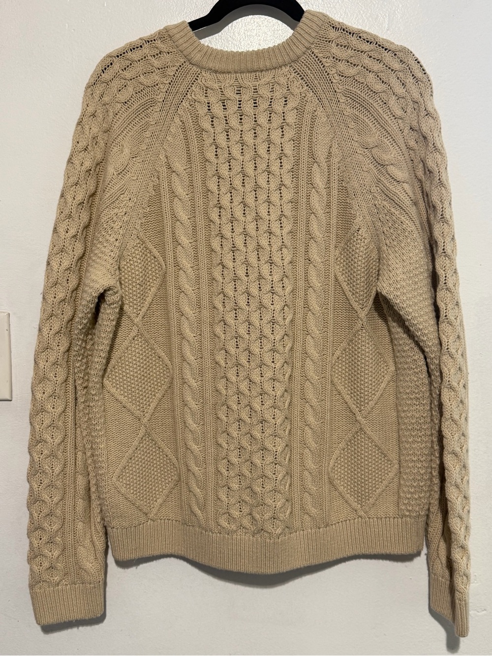 Nike Men's Cable Knit Crewneck Sweater Oatmeal Beige M Wool Blend - Picture 6 of 11
